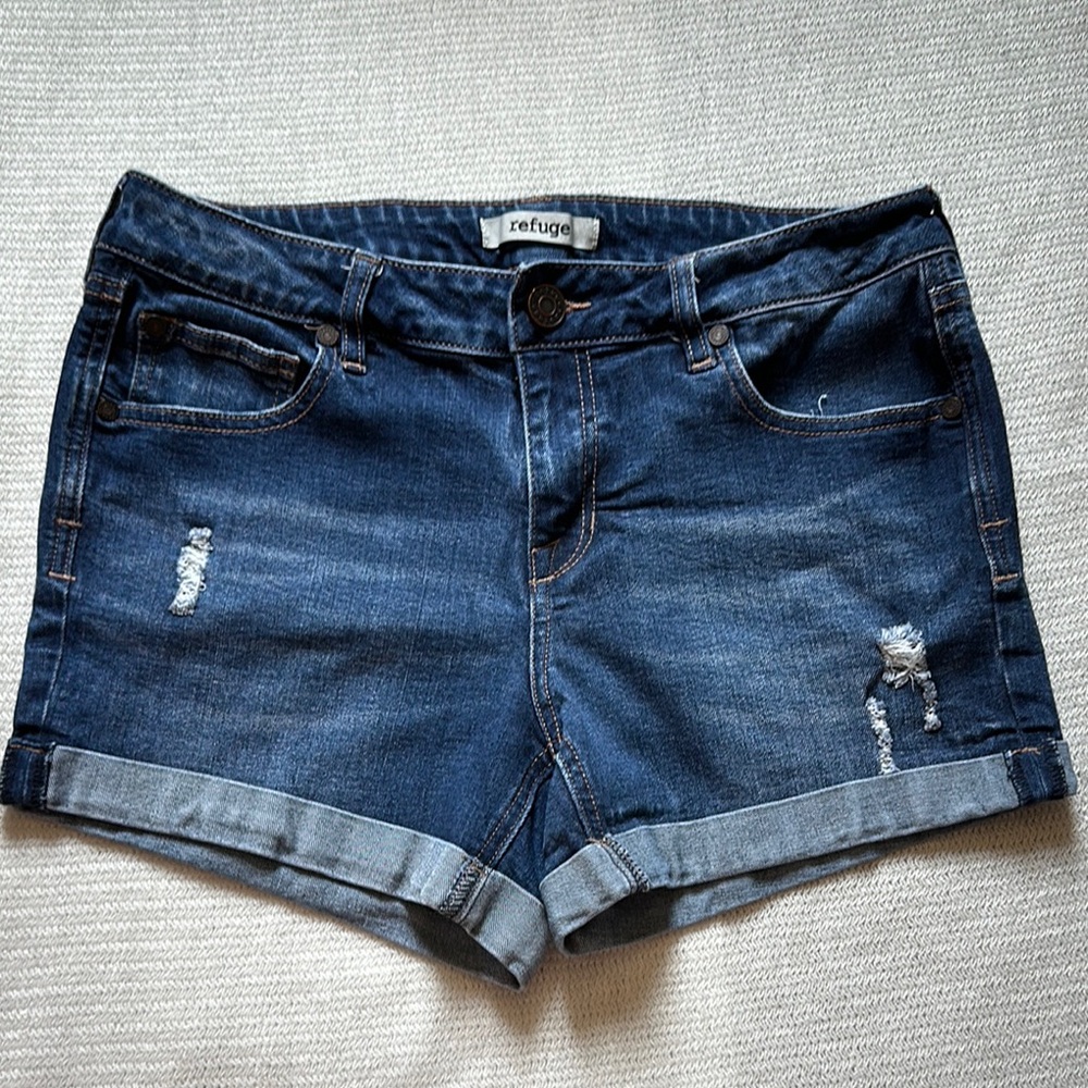 Refuge Women's Dark Blue Jean Shorts